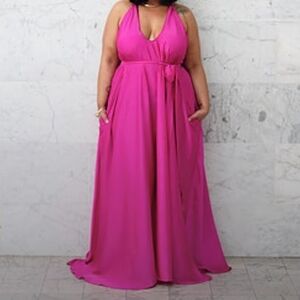Zelie for She First Kiss Maxi Dress in Hot Pink